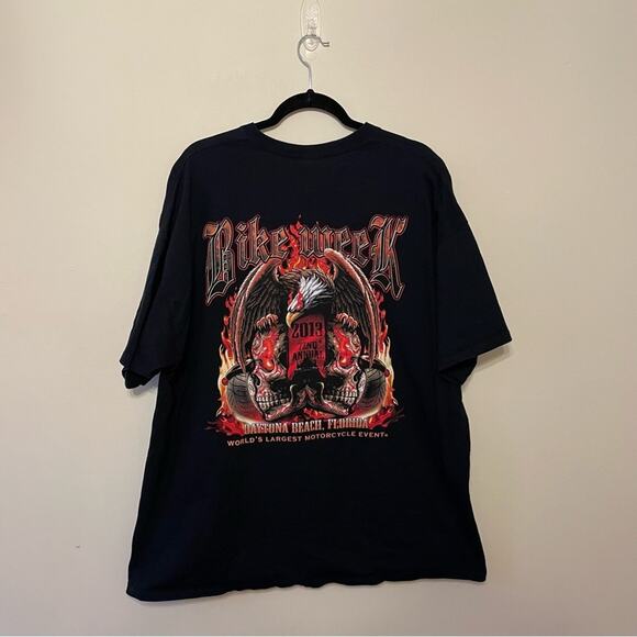 Bike Week 2XL short sleeve t-shirt black red biker 2013 Eagle fire punk - Picture 5 of 7
